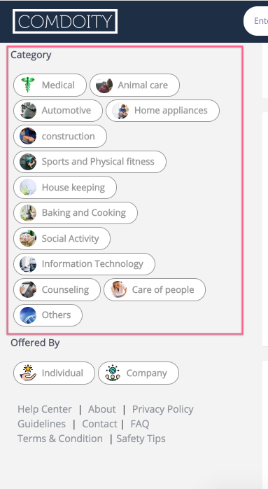 Category Filters - Comdoity